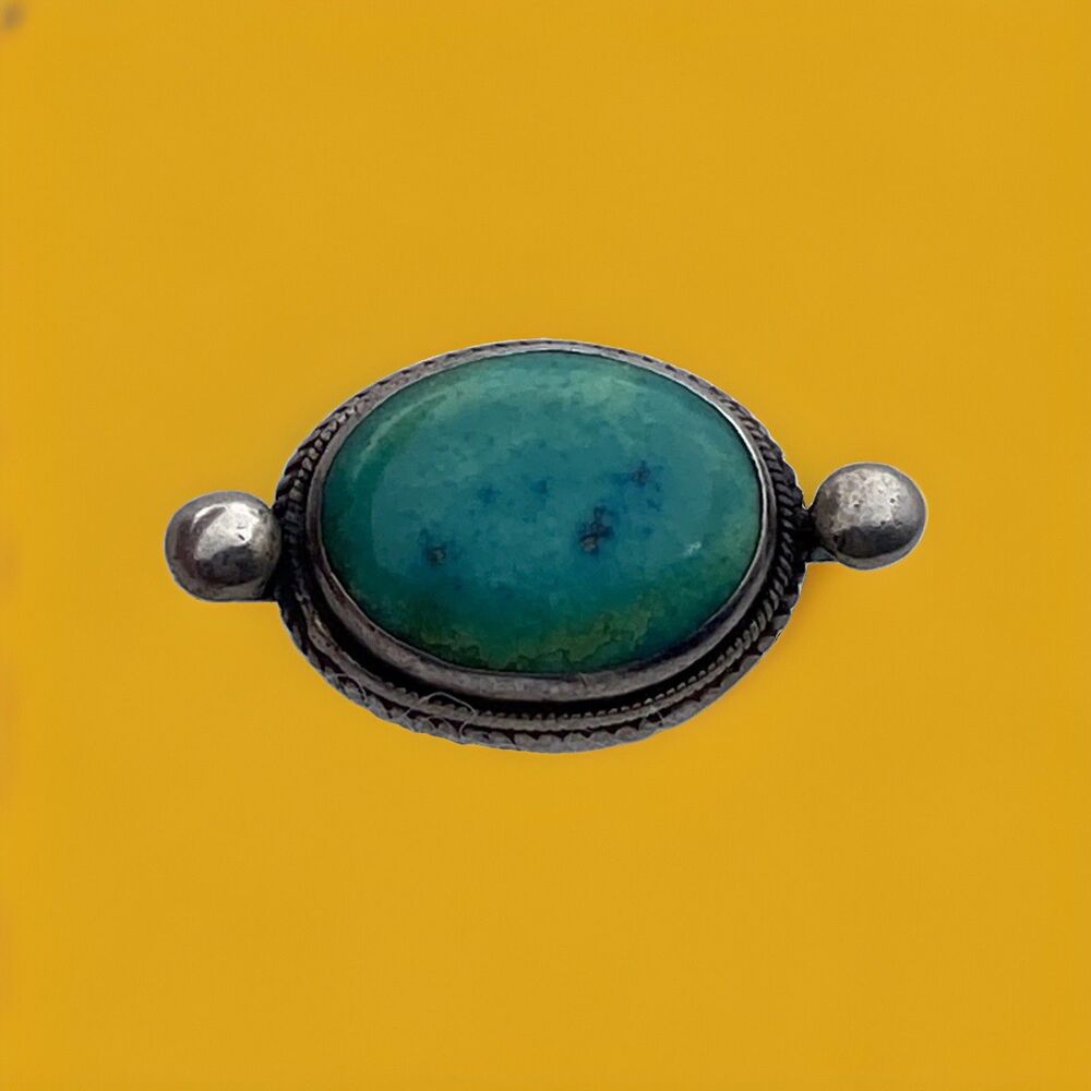 Vintage Southwestern Turquoise Silver Bracelet Centerpiece Connector 7.69g Links